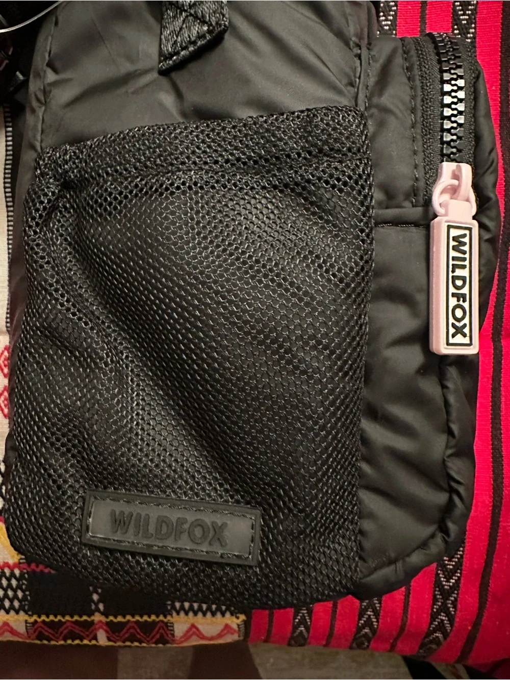 Wildfox Black Nylon Water Bottle Crossbody Sling Bag with Front Pocket - NWT